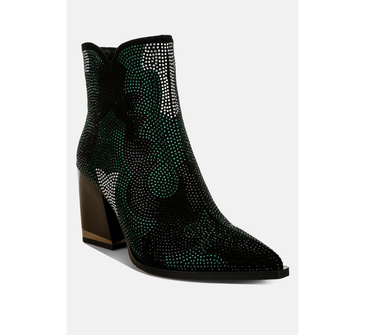 London Rag Zarka Rhinestones Embellished Block Heel Boots