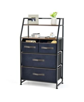 4-Drawer Free Standing Storage Dresser with 2 Open Shelves