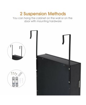 Full Length Mirror Jewelry Cabinet with Ring Slots and Necklace Hooks