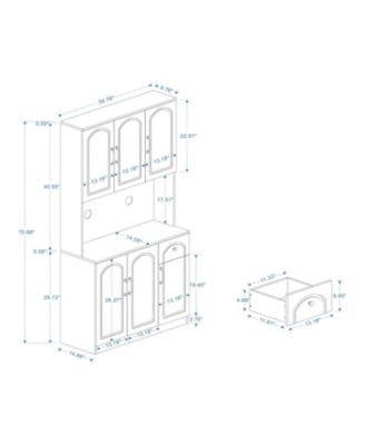71" Kitchen Pantry Storage Cabinet with Microwave Oven Countertop, Freestanding Hutch Cabinet with Adjustable Shelves, 6 Doors and 1 Drawer-Black