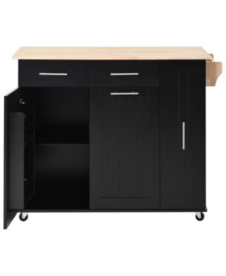 Kitchen Island Cart with Storage, Drop Leaf, Towel Rack, Drawers