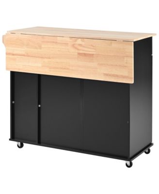 Kitchen Island Cart with Storage, Drop Leaf, Towel Rack, Drawers