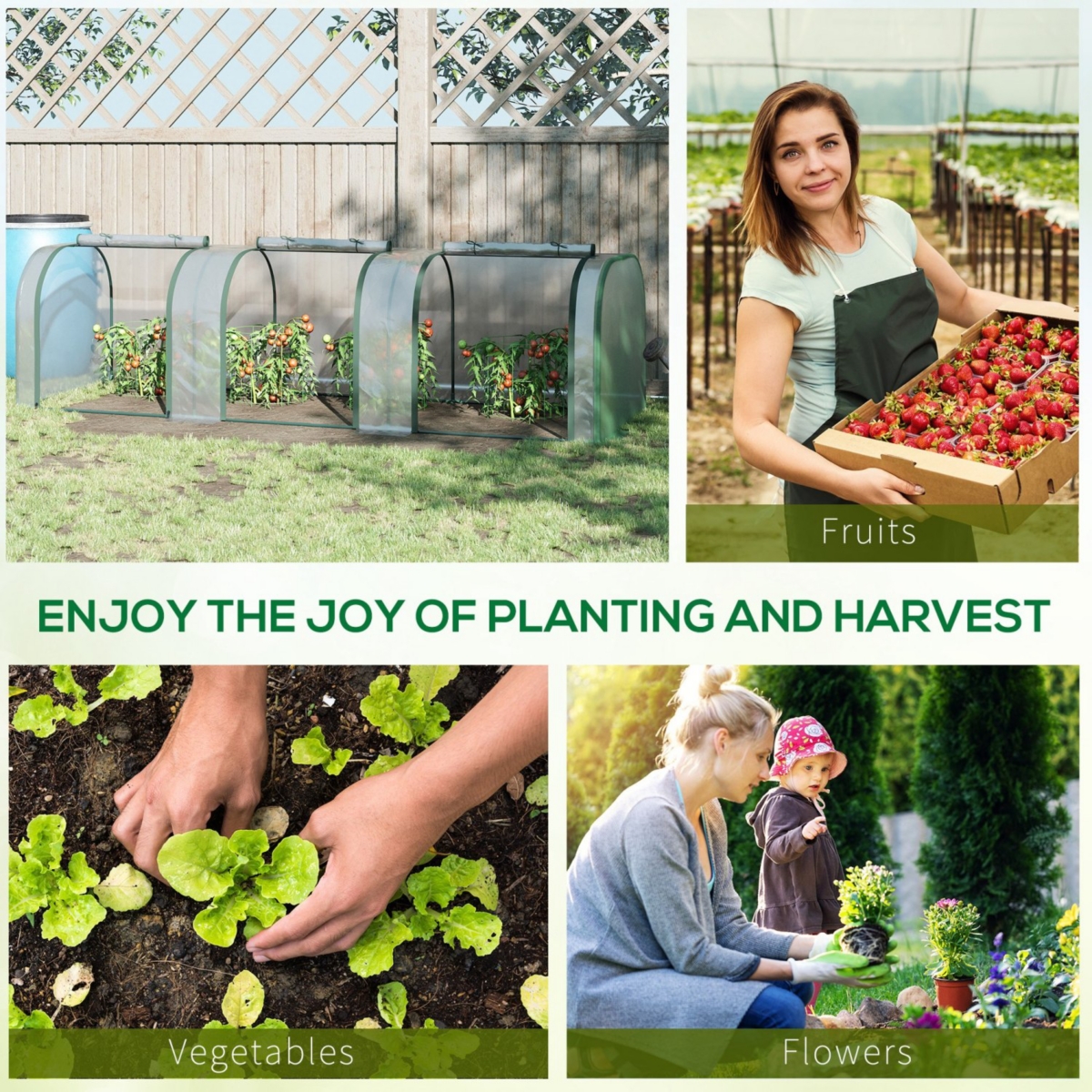 Streamdale Furniture 10' x 3' x 2.5' Mini Greenhouse, Portable Tunnel Green House with Roll-Up Zippered Doors, Uv Waterproof Cover, Steel Frame