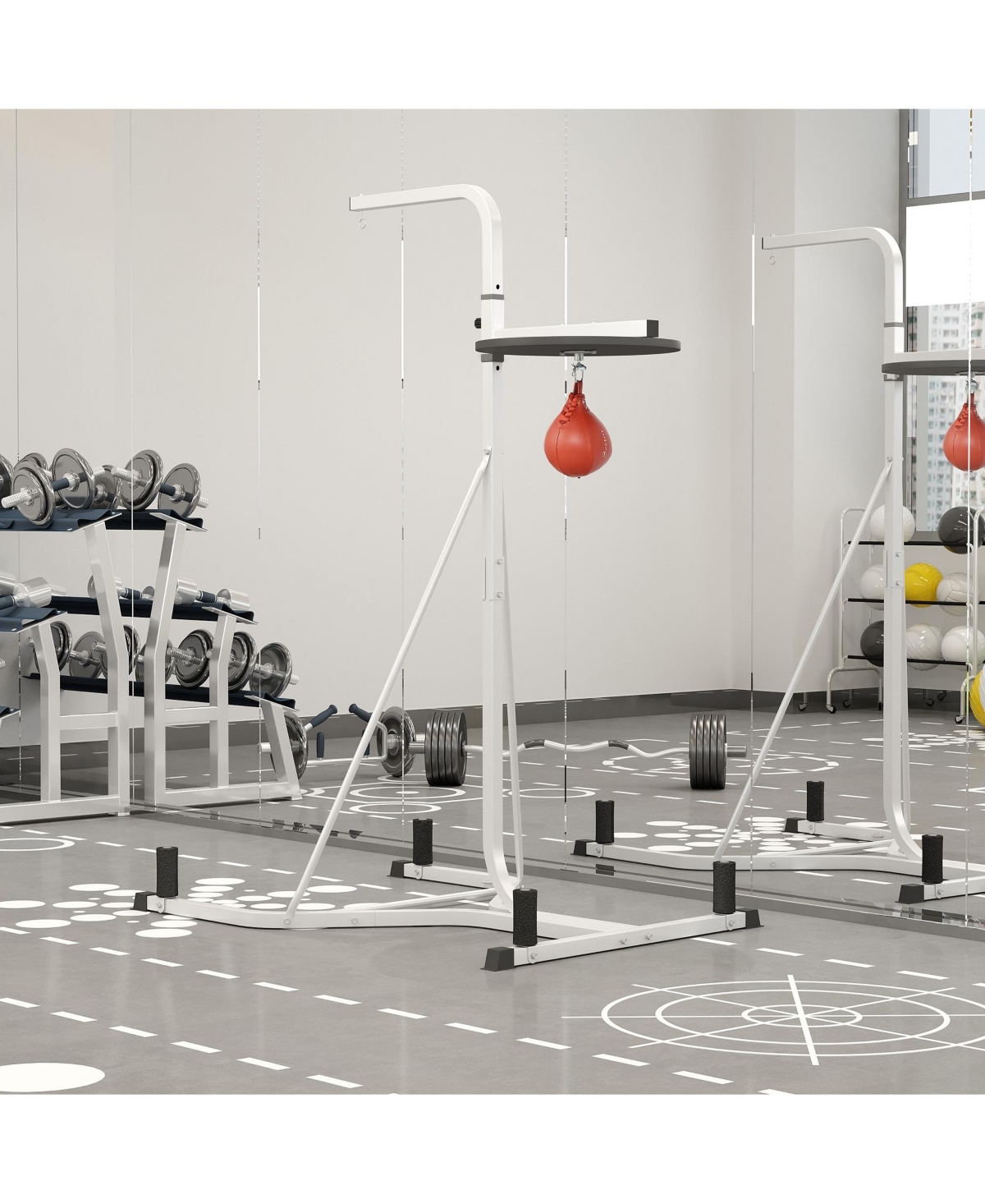 Streamdale Furniture 2 in Punching Bag Stand, Adjustable Height Heavy Bag Stand with Weighted Base and Speed Bag, Freestanding for Home Gym