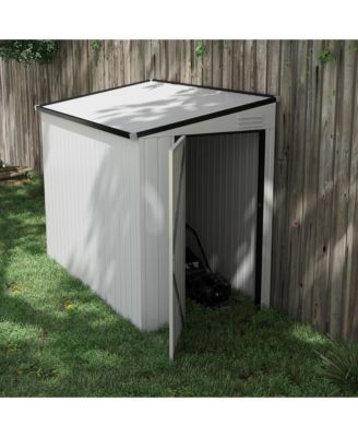 4' x 7.7' Metal Outdoor Storage Shed, Lean to Storage Shed, Garden Tool Storage House with Lockable Door and 2 Air Vents for Backyard, Patio, Lawn, White