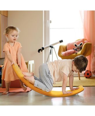 Kids 32" Balance Board, Wobble Board for Kids / Toddlers, Curvy Rocker Board, Preschool Learning Montessori Waldorf Toy for Ages 3-6 Years Old, Orange