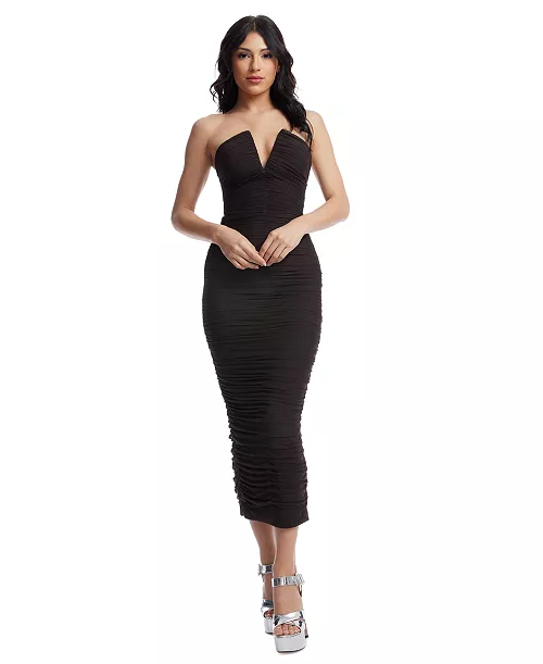 women's ferra strapless ruched dress