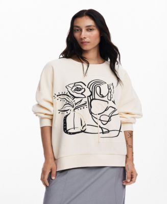 Felpa Donna Desigual JERS_bruma - Girocollo, Maniche Lunghe, Tinta Unita