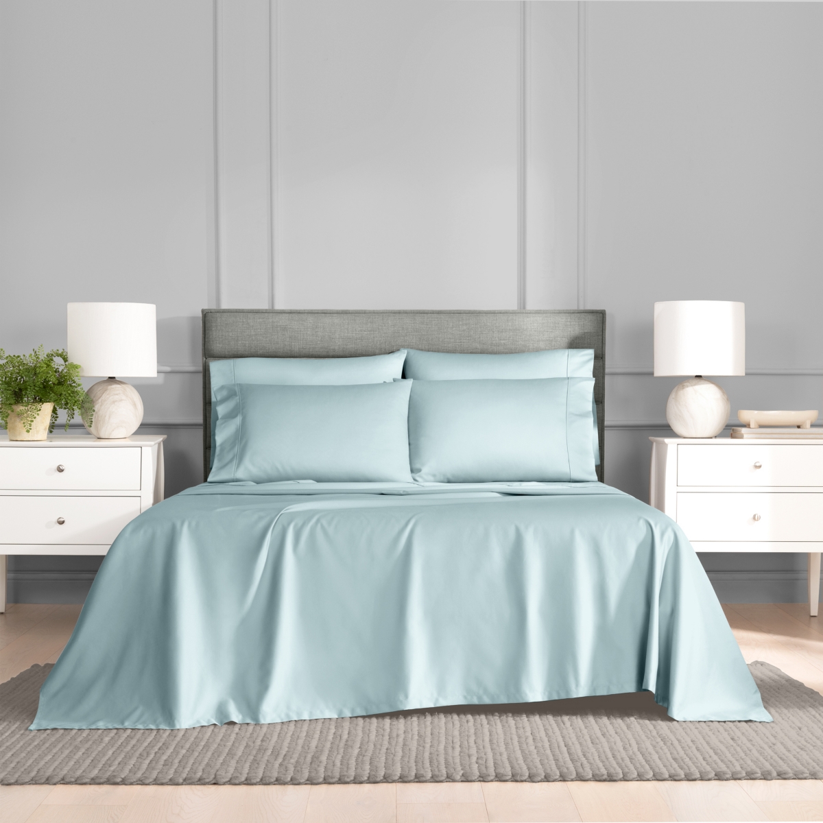 Fairfield Square Collection Brookline 1400 Thread Count 6 Pc. Sheet Set, King, Exclusively At Macy's In Ocean Blue