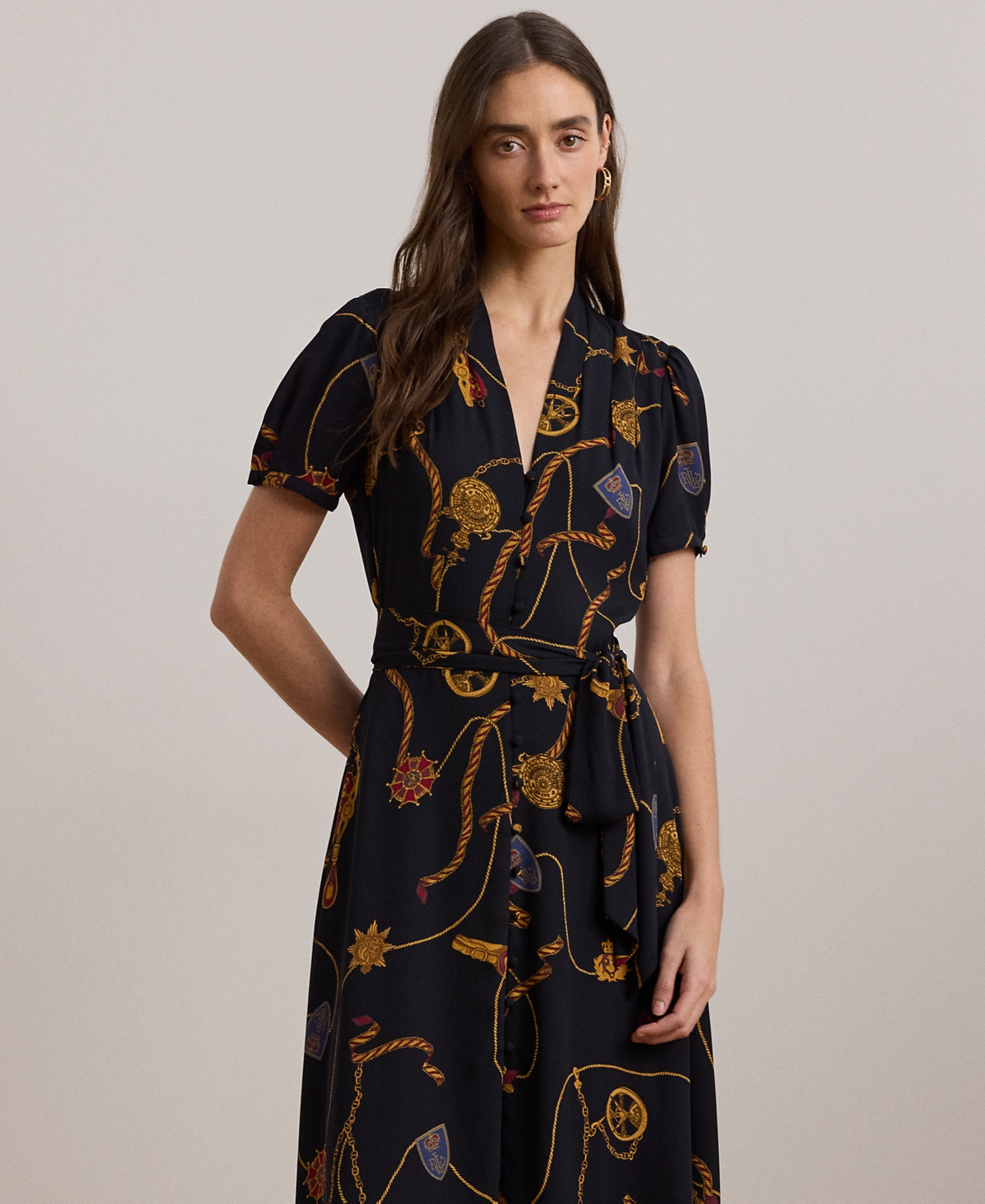 Lauren Ralph Lauren Petite Belting-Print Fit & Flare Dress