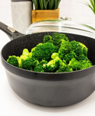 GEM 11" Nonstick Saute Pan 4.6Qt., Detachable Handle, Black, Glass Lid