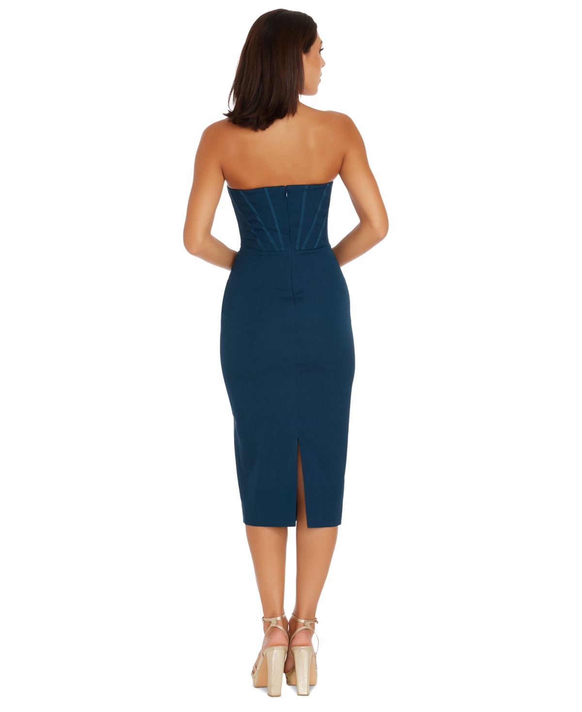 Dress The Population Cosette Strapless Corset Dress In Peacock Blue