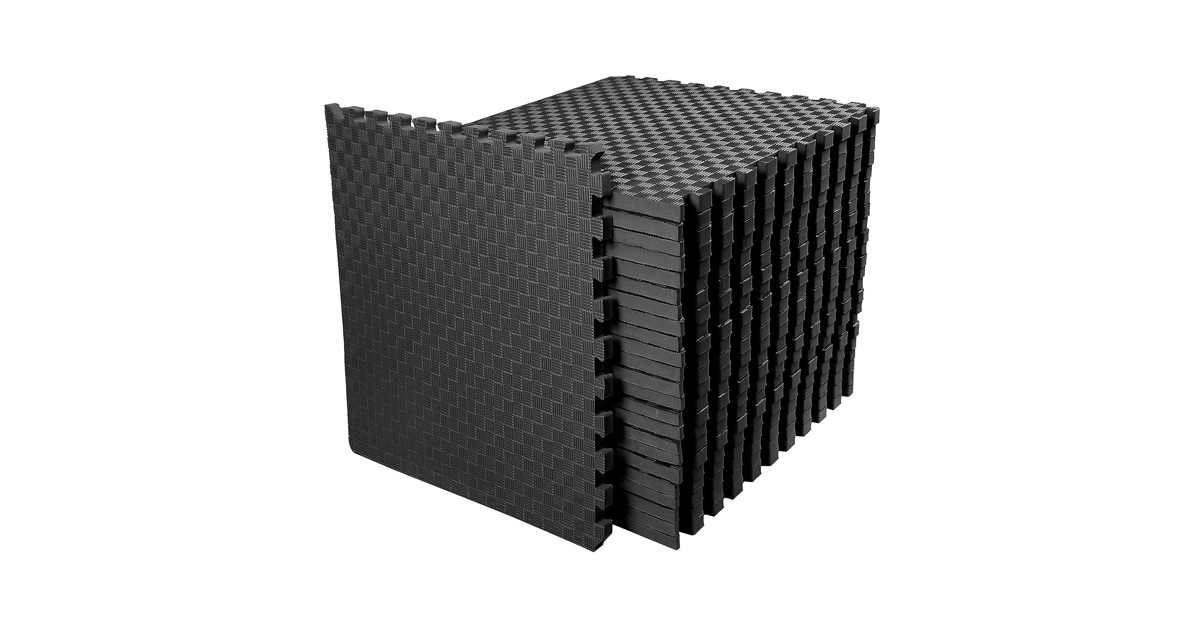Everyday Essentials BalanceFrom Fitness 72 Sq Ft Interlocking Eva Foam Exercise Mat Tiles, Black
