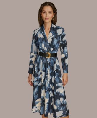 Women's Printed Belted A-Line Dress