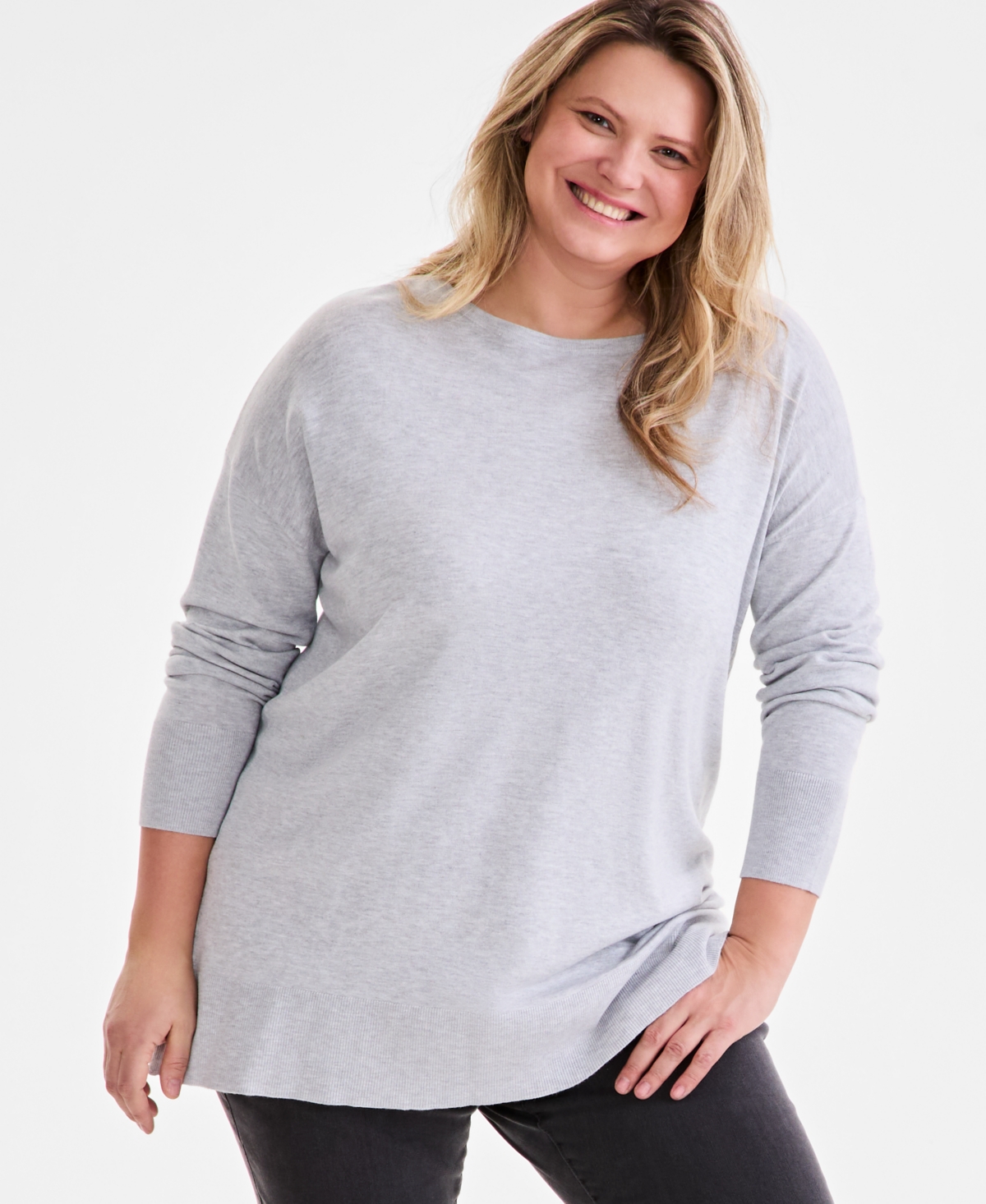 Plus Size Tunic Sweater, Exclusively at Macy's - Natural Camel