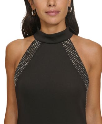 slim fit dress slacks 1990s Calvin Klein Black Front Plunge Halter Dress w No Back and Long –  Shrimpton Couture