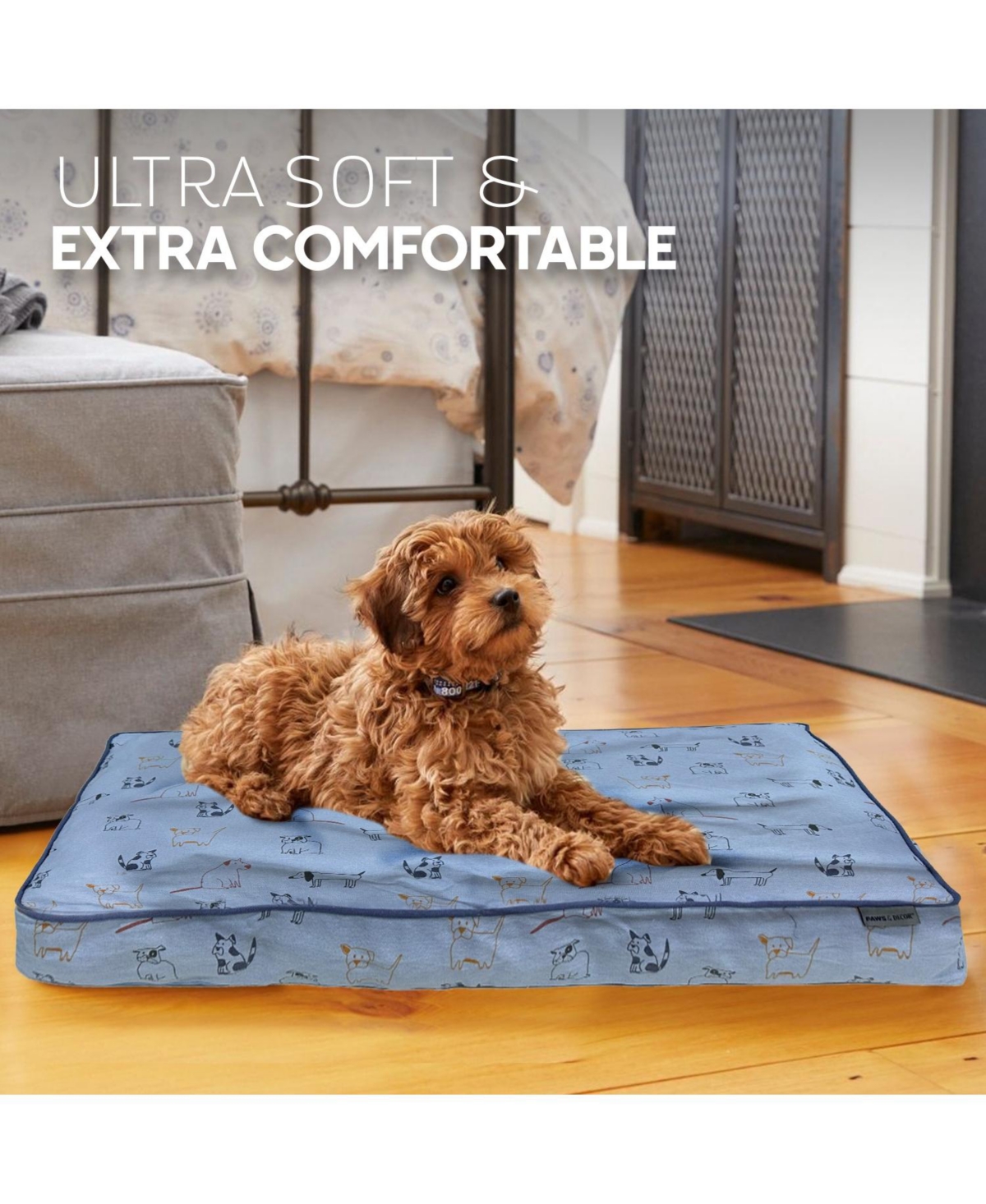 Paw & Decor Paws and Decor Taupe Plaid Dog Bed, Plush & Durable Pet Bed for Dogs, Orthopedic Sleeping Pad for Pets
