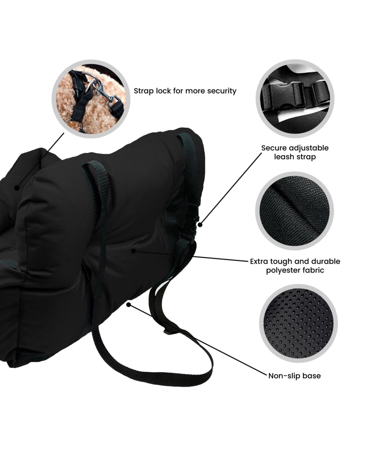 Co-Pilot Dog Beds for Cars, Booster Safety Car Seats for Small Dogs, Travel Pet Bed, Seat Belt Compatible
