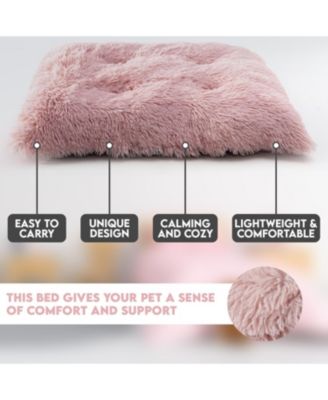 Pet Bed Mat, Plush Eyelash Faux Fur Calming Blanket Carpet Rug Mattress for Cats and Dogs in Tufted Design