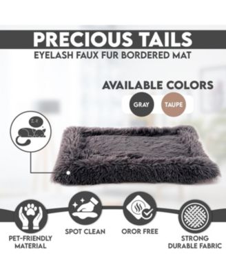 Pet Bed Mat, Plush Eyelash Faux Fur Calming Blanket Carpet Rug Mattress for Cats and Dogs inBordered Design