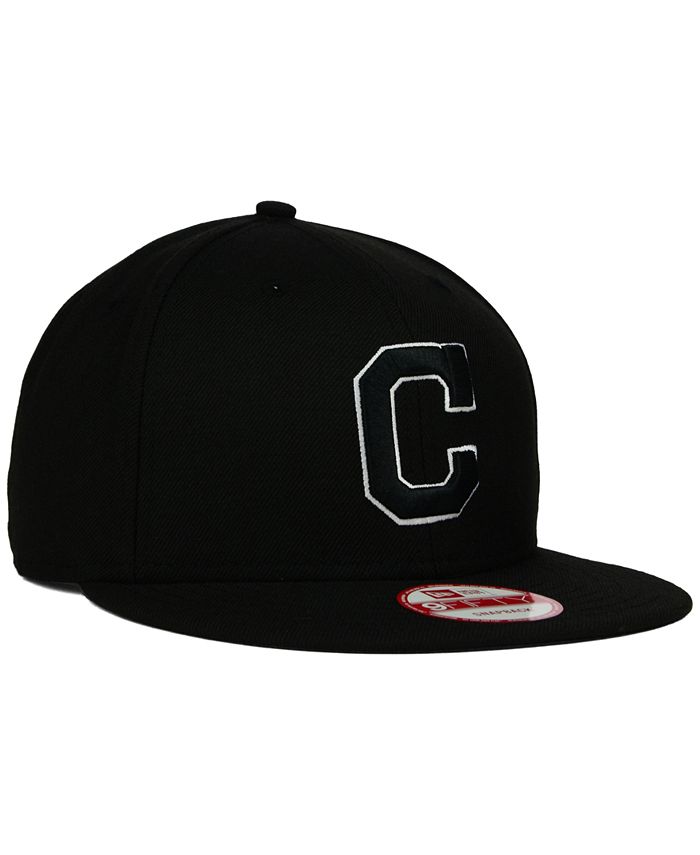 New Era Cleveland Indians Black White 9FIFTY Snapback Cap - Macy's