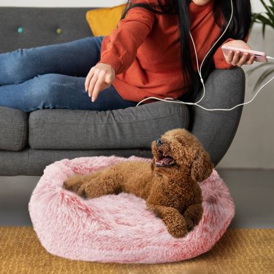 Dog Bed for Small Medium Dogs, Plush Calming Sleeping Cuddler for Pet, Super Lux Shaggy Fur Cushion Beds