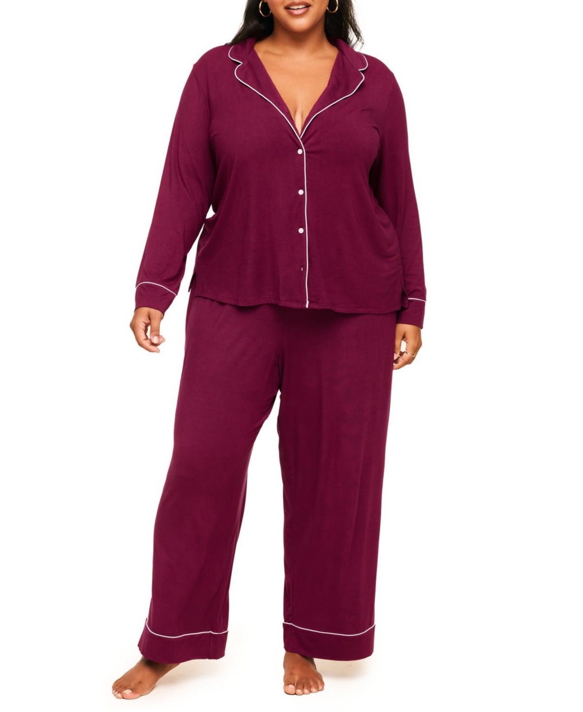 Plus Size Matilde Long Sleeve & Pants Pajama Set - Dark purple