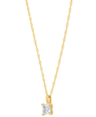 Diamond Princess Solitaire 18" Pendant Necklace (3/8 ct. t.w.) in 14k Gold