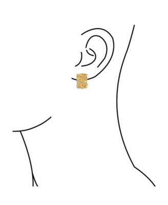 Twisted Basket Weave Crystal Hoop Clip On Earring Ears Gold Plated