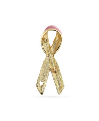 Prevention Pink Ribbon Breast Cancer Survivor Brooch Pin Gold Heart Accessory