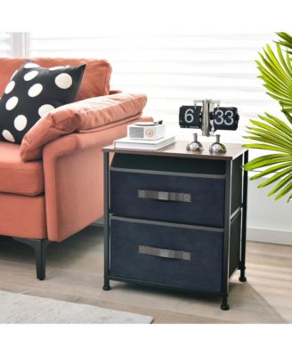 Nightstand End Side Table Dresser with 2 Pull-out Fabric Drawers for Bedroom