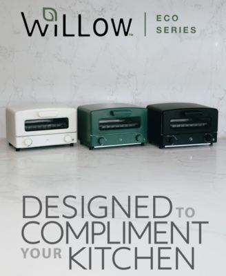 Willow Kitchen Compact Toaster Oven - Toasts and Bakes with 4 Slice or 9" Pizza Capacity, Crumb Tray, Baking Rack