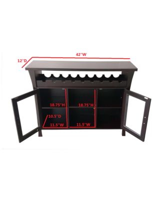 Wine Rack Buffet Server Console Table with Glass Doors (Espresso)