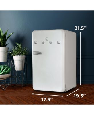 3.2 Cu. Ft. Refrigerator With Freezer, Vintage Style Refrigerator, With Slide-Out Glass Shelves & Tall Bottle Storage, Retro Fridge