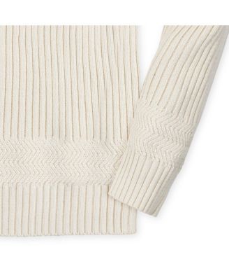 Baby Boys Long Sleeve Herringbone Detail Crew Neck Pullover Sweater