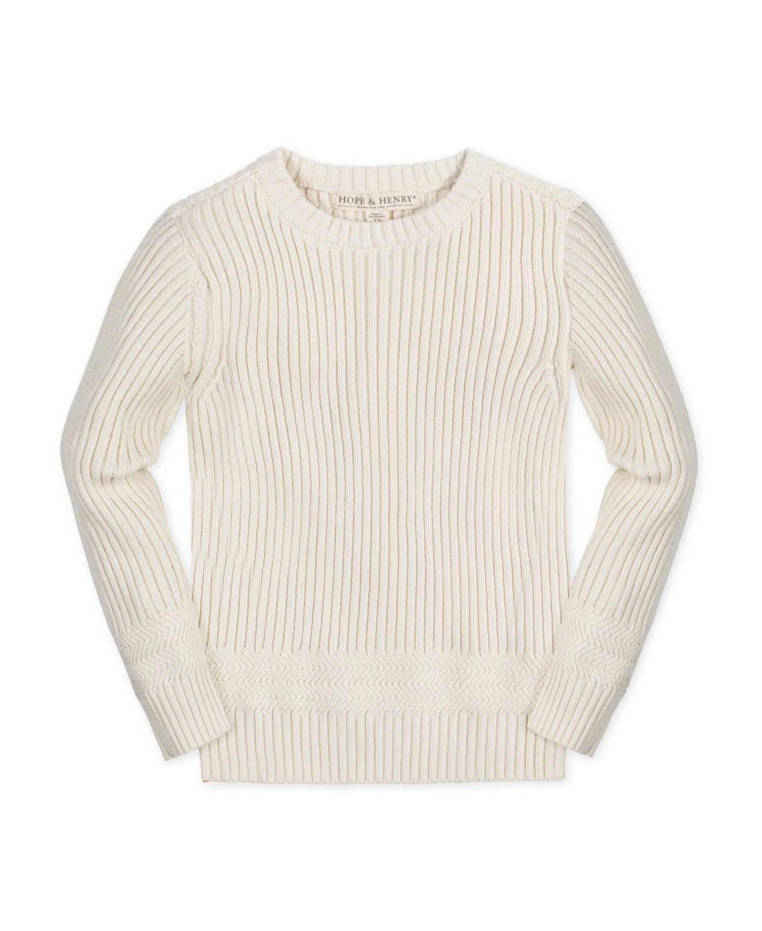Baby Boys Hope and Henry Long Sleeve Herringbone Detail Crew Neck Pullover Sweater