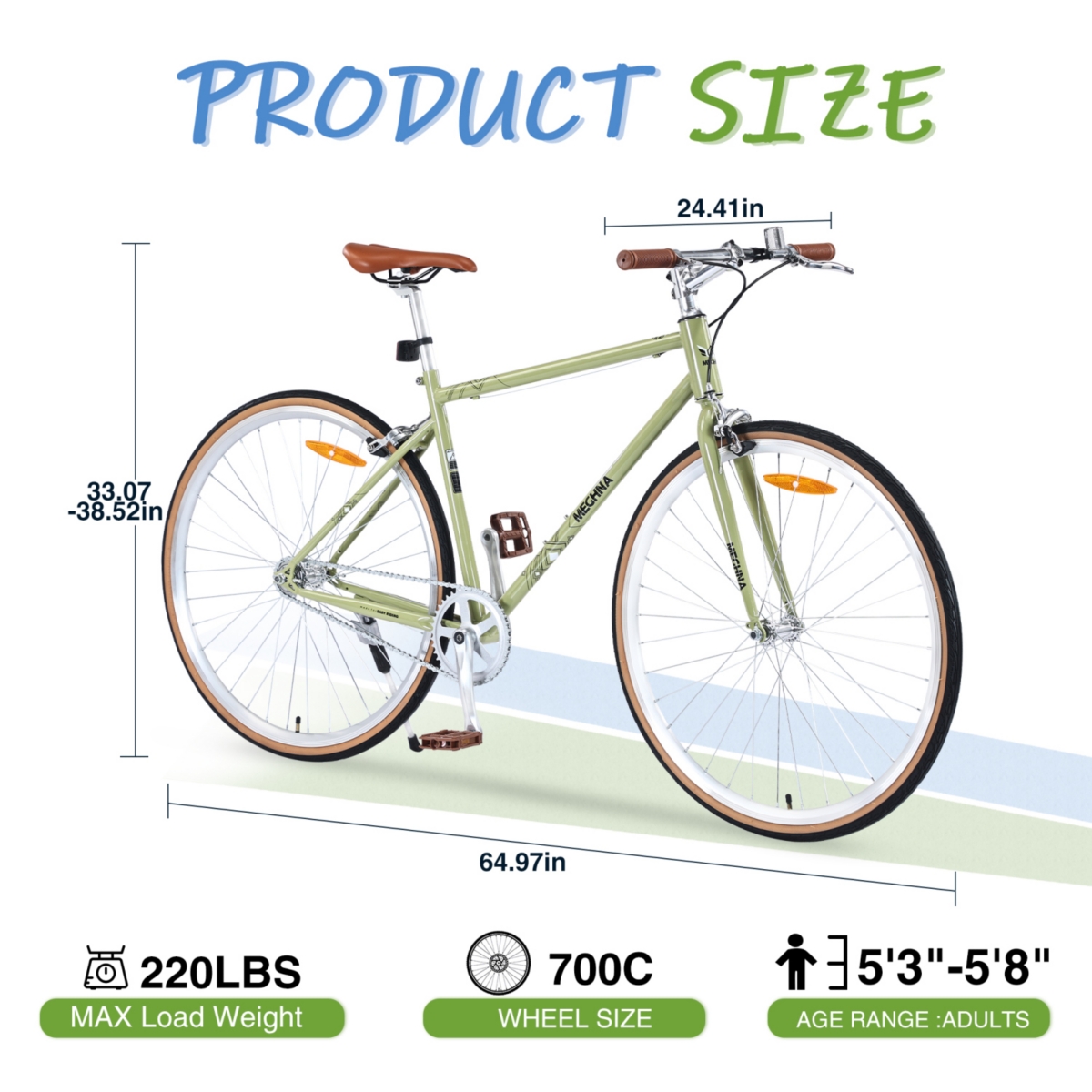 Streamdale Furniture Single Speed Retro style 700C Road Bike For men women's City Bicycle, Steel Frame