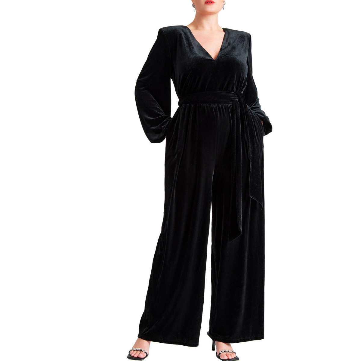 Eloquii Plus Size Velvet Wide Leg Jumpsuit