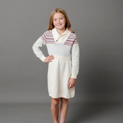 Toddler Girls Organic Shawl Collar Fair Isle Sweater Dress
