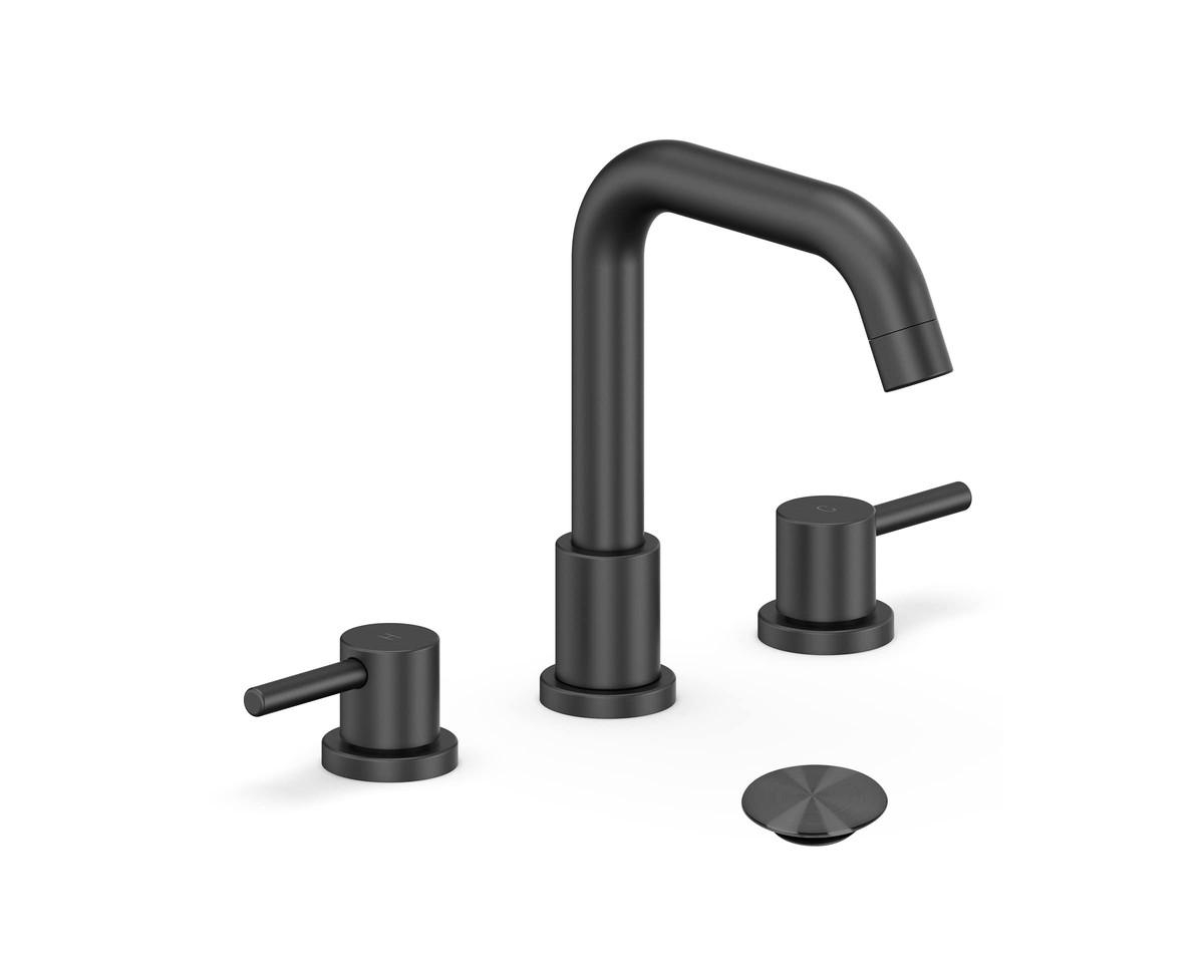 Bathroom Sink Faucet,Bathroom Faucet 3 Hole with Stainless Steel Pop Up Drain and cUPC Lead-Free Hose - Black