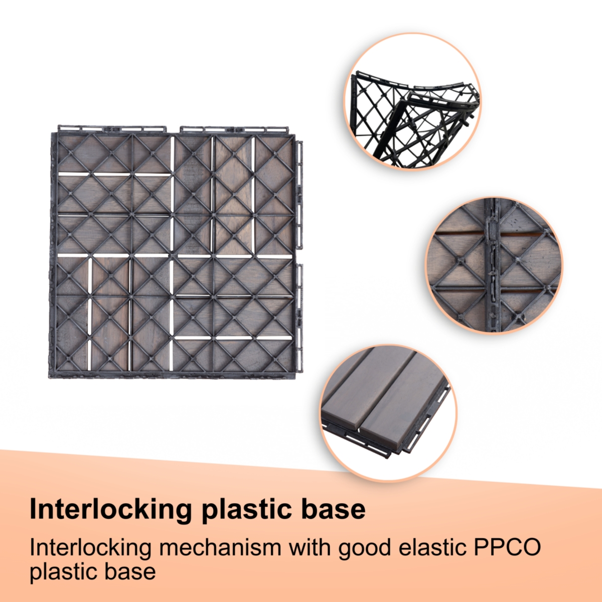 Streamdale Furniture 10 Pcs Interlocking Deck Tiles Checker Pattern, 12