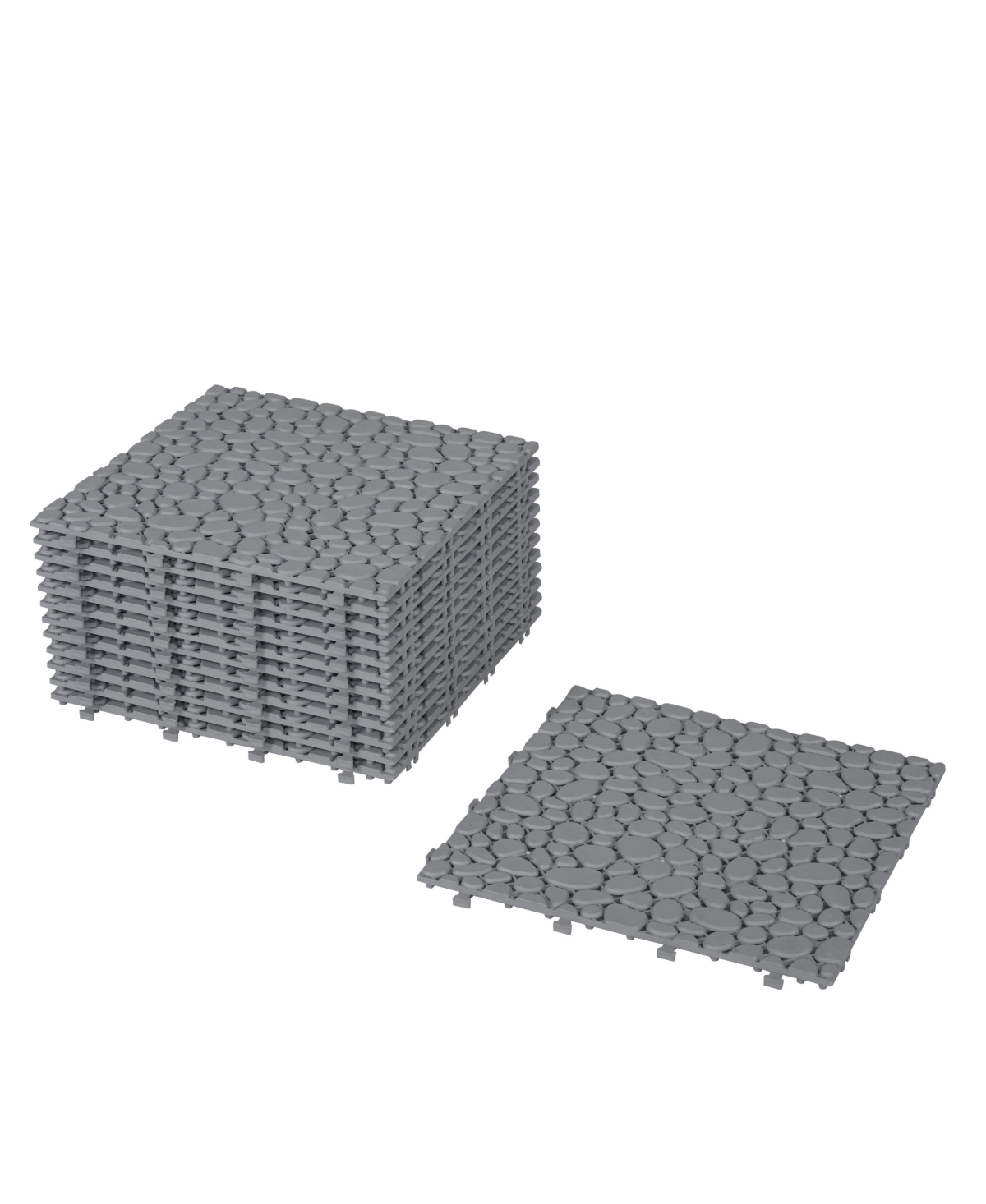 Streamdale Furniture 12 x 12 Inch Gray Interlocking Deck Tiles Plastic Waterproof Outdoor All Weather Anti-slip Bathroom Shower Balcony Porch Strong W