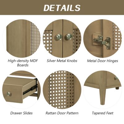 24" Rattan Bathroom Vanity Base Cabinet