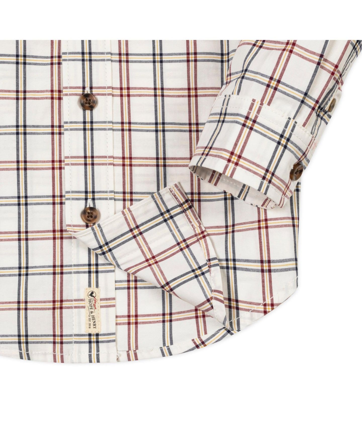 Рубашка Hope & Henry Stretch Poplin Long Sleeve Button Down Shirt для мальчиков, цвет: Клетчатый — фото 3