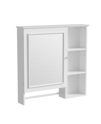Wall Mounted Bathroom Storage Cabinet, Medicine Cabinets with large mirror door, adjustable shelves and three open storage levels(Not Include Bathroom Vanity)