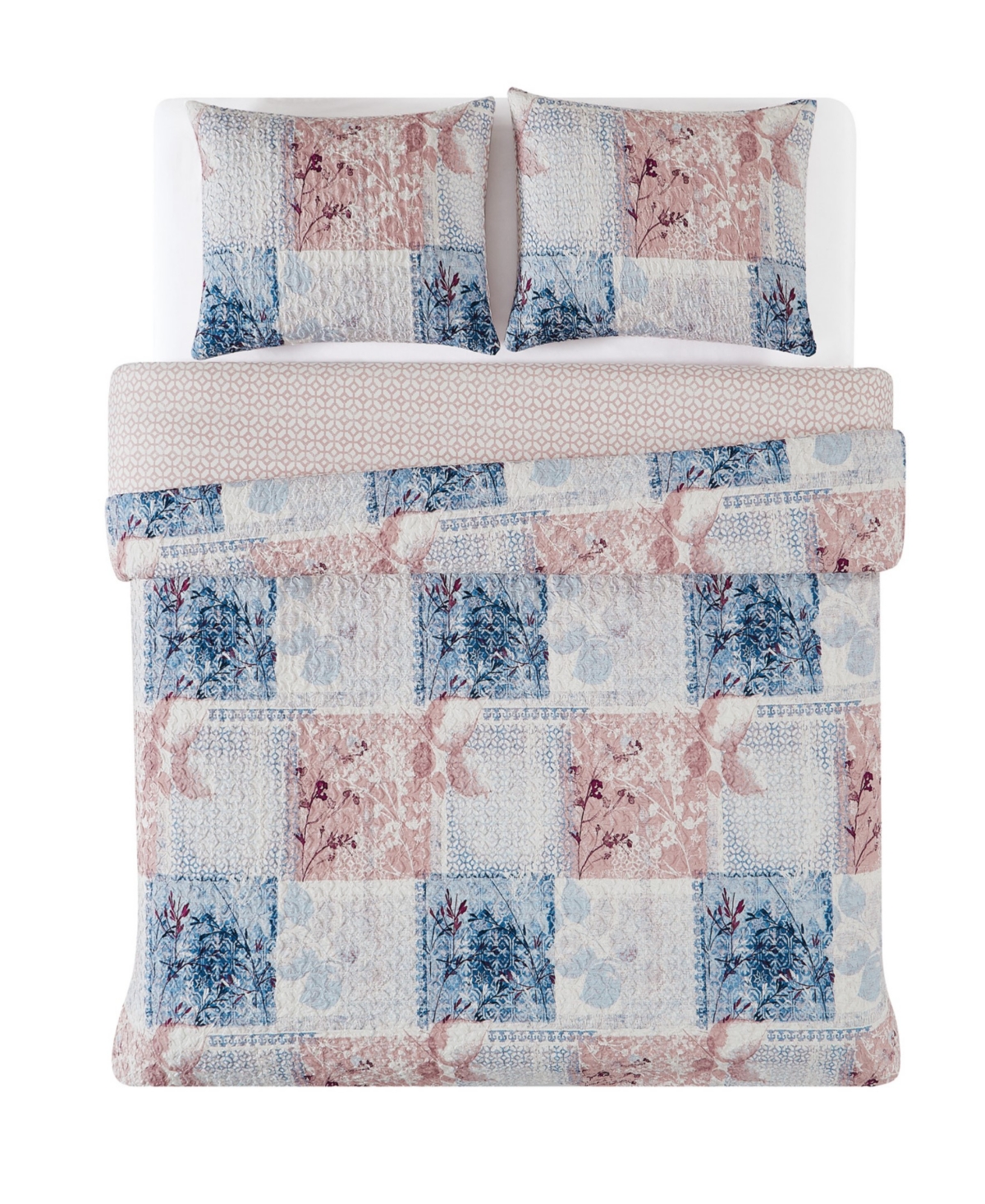 Cannon Lotte Patchwork 3-pc. Duvet Cover Set, Full/queen In Pink,blue
