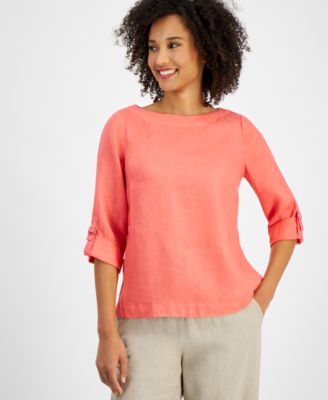 Charter Club - Women's Linen D-Ring Top, Created for Macy's