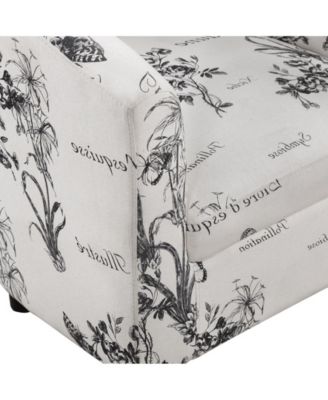 26.25" Print Canvas Churchill Accent Chair with Ottoman