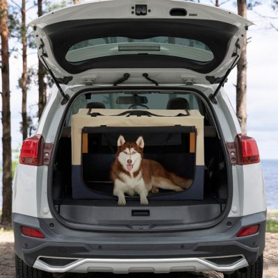 Streamdale Adjustable Dog Crate | Fabric Cover | Iron Pipe | 3-Door Travel Crate