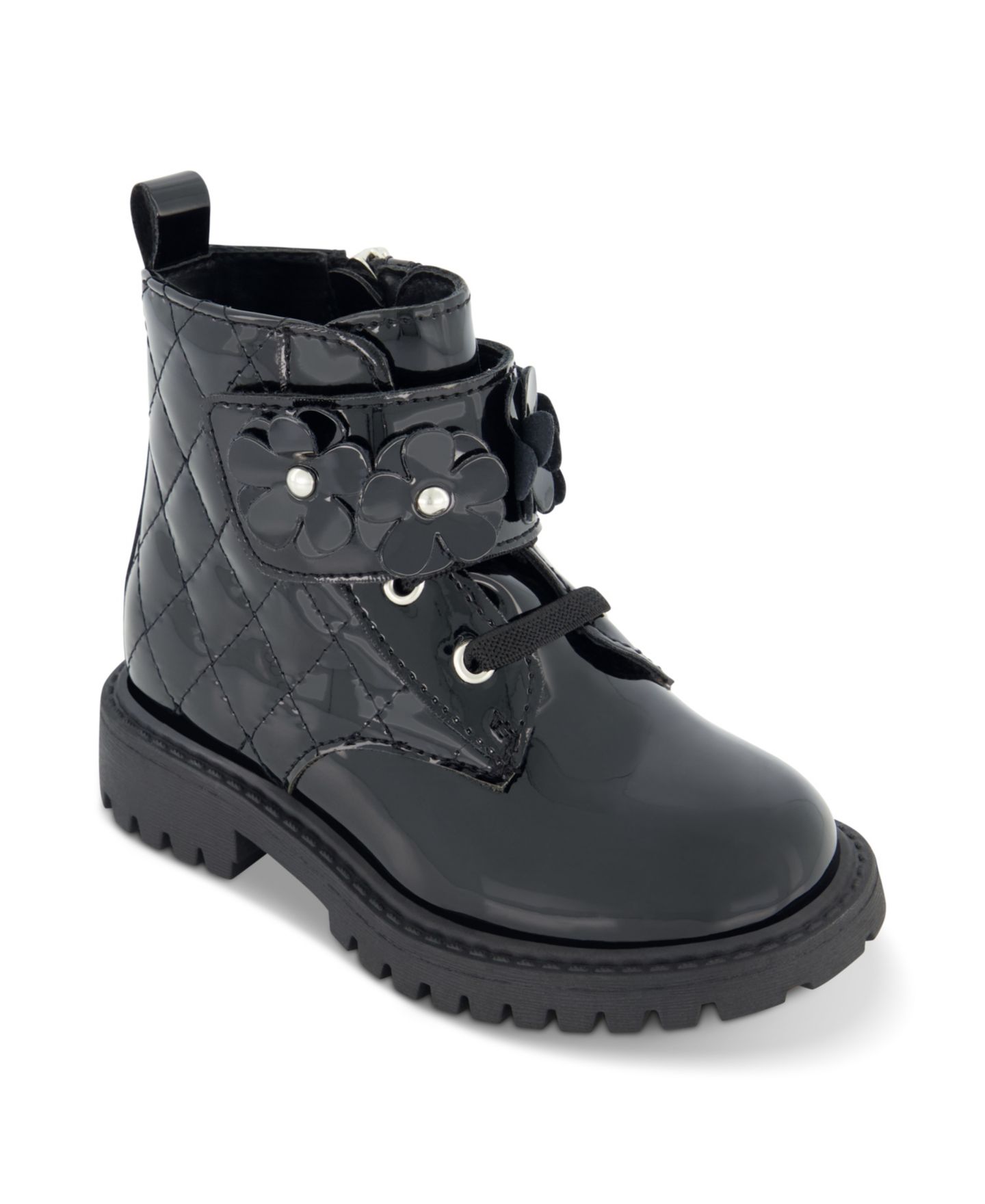 Ботинки Jessica Simpson Daria Flower Moto Boot для девочек-малышей, цвет: Чёрный — фото 1